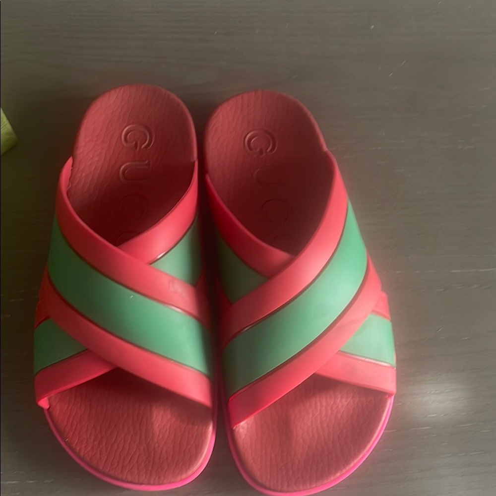 Gucci Red and Green Slide Sandals